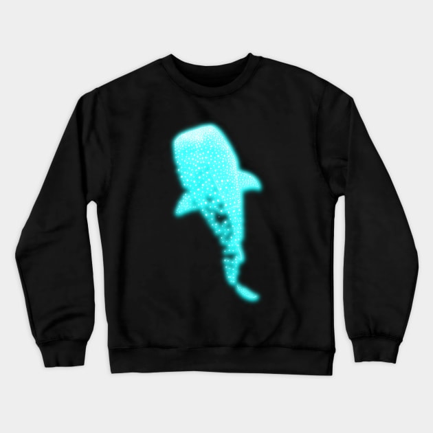 Glowing Blue Neon Whale Shark Optical illusion Crewneck Sweatshirt by la chataigne qui vole ⭐⭐⭐⭐⭐